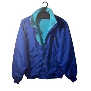 Patagonia Vintage 90s Fleece Lined Bomber Jacket Boys M Royal Blue Size 12